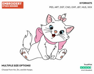 Cute Marie - Disney's The Aristocats - Embroidery Design in 3 sizes & 8 formats