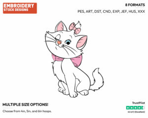 Marie Winking - Disney's The Aristocats - Embroidery Design in 3 sizes & 8 formats
