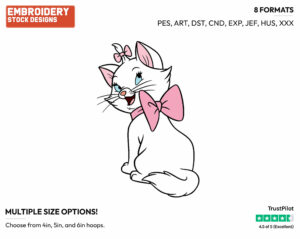 Marie Back View - Disney's The Aristocats - Embroidery Design in 3 sizes & 8 formats