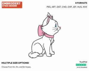 Marie Side View - Disney's The Aristocats - Embroidery Design in 3 sizes & 8 formats