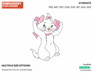 Marie Adjusting Bow - Disney's The Aristocats - Embroidery Design in 3 sizes & 8 formats