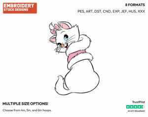 Marie Back View - Disney's The Aristocats - Embroidery Design in 3 sizes & 8 formats