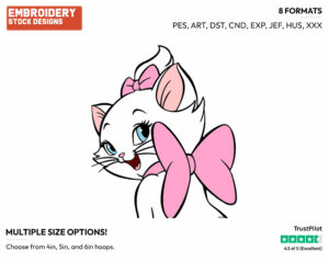 Marie Back View - Disney's The Aristocats - Embroidery Design in 3 sizes & 8 formats