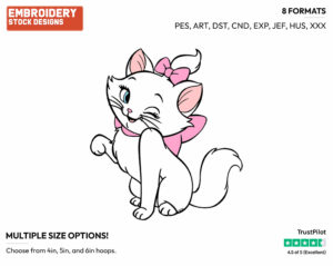 Marie Winking - Disney's The Aristocats - Embroidery Design in 3 sizes & 8 formats