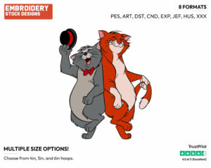 Scat Cat, O'Malley Dancing - Disney's The Aristocats - Embroidery Design in 3 sizes & 8 formats