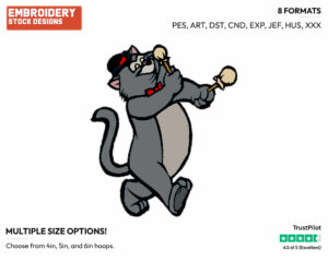 Scat Cat - Disney's The Aristocats - Embroidery Design in 3 sizes & 8 formats