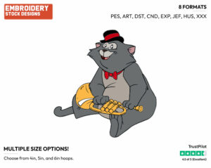 Scat Cat - Disney's The Aristocats - Embroidery Design in 3 sizes & 8 formats