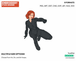Black Widow - Disney Marvel's The Avengers - Embroidery Design in 3 sizes & 8 formats