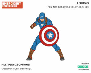 Captain America With His Shield - Disney Marvel's The Avengers - Embroidery Design in 3 sizes & 8 formats