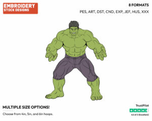The Hulk - Disney Marvel's The Avengers - Embroidery Design in 3 sizes & 8 formats