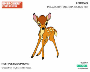 Cute Bambi - Disney's Bambi - Embroidery Design in 3 sizes & 8 formats