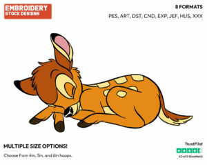 Bambi Sleeping - Disney's Bambi - Embroidery Design in 3 sizes & 8 formats