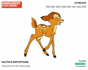 Bambi Laughing - Disney's Bambi - Embroidery Design in 3 sizes & 8 formats