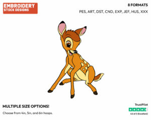 Cute Bambi - Disney's Bambi - Embroidery Design in 3 sizes & 8 formats
