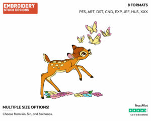 Bambi Chasing Butterflies - Disney's Bambi - Embroidery Design in 3 sizes & 8 formats