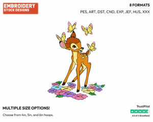Bambi, Butterflies - Disney's Bambi - Embroidery Design in 3 sizes & 8 formats
