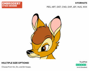 Bambi's Face - Disney's Bambi - Embroidery Design in 3 sizes & 8 formats