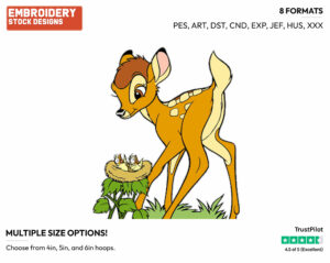 Bambi By Bird Nest - Disney's Bambi - Embroidery Design in 3 sizes & 8 formats
