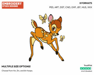Bambi Playing With Butterflies - Disney's Bambi - Embroidery Design in 3 sizes & 8 formats