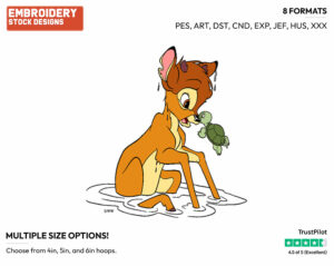 Bambi Bitten By Turtle - Disney's Bambi - Embroidery Design in 3 sizes & 8 formats