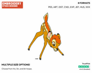 Playful Bambi - Disney's Bambi - Embroidery Design in 3 sizes & 8 formats