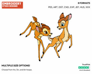 Young Bambi, Faline - Disney's Bambi - Embroidery Design in 3 sizes & 8 formats