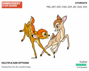Young Bambi, Faline - Disney's Bambi - Embroidery Design in 3 sizes & 8 formats