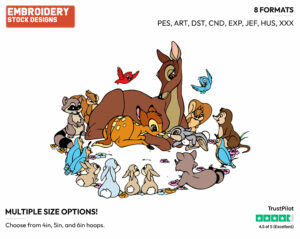 Bambi, Mother, With Thumper, Forest Animals - Disney's Bambi - Embroidery Design in 3 sizes & 8 formats