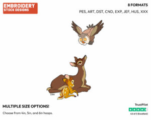 Bambi, Mother, Owl - Disney's Bambi - Embroidery Design in 3 sizes & 8 formats
