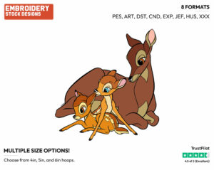 Bambi, Mother, Faline - Disney's Bambi - Embroidery Design in 3 sizes & 8 formats
