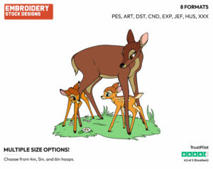 Bambi, Mother, Faline - Disney's Bambi - Embroidery Design in 3 sizes & 8 formats
