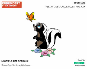 Flower, Butterfly - Disney's Bambi - Embroidery Design in 3 sizes & 8 formats
