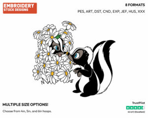 Flower Meets Female Skunk - Disney's Bambi - Embroidery Design in 3 sizes & 8 formats