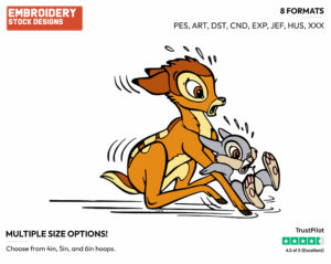 Bambi, Thumper Sliding - Disney's Bambi - Embroidery Design in 3 sizes & 8 formats
