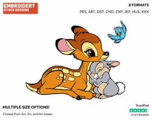 Bambi, Thumper - Disney's Bambi - Embroidery Design in 3 sizes & 8 formats