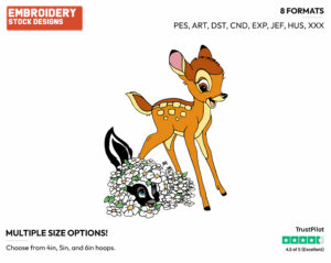 Bambi, Flower - Disney's Bambi - Embroidery Design in 3 sizes & 8 formats