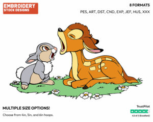 Bambi, Thumper - Disney's Bambi - Embroidery Design in 3 sizes & 8 formats