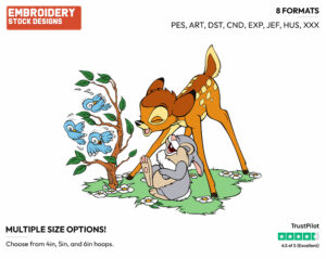 Bambi, Thumper - Disney's Bambi - Embroidery Design in 3 sizes & 8 formats