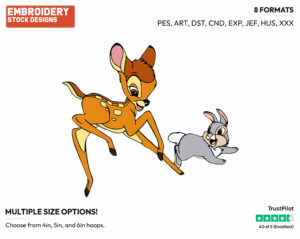 Bambi, Thumper Running - Disney's Bambi - Embroidery Design in 3 sizes & 8 formats