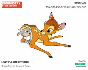 Bambi, Thumper - Disney's Bambi - Embroidery Design in 3 sizes & 8 formats