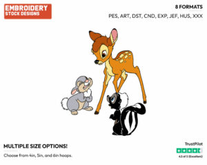 Bambi, Thumper, Flower - Disney's Bambi - Embroidery Design in 3 sizes & 8 formats
