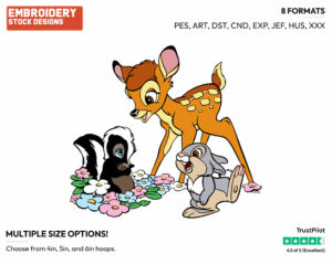 Bambi, Thumper, Flower - Disney's Bambi - Embroidery Design in 3 sizes & 8 formats