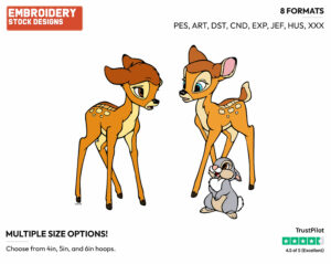 Bambi, Thumper, Faline - Disney's Bambi - Embroidery Design in 3 sizes & 8 formats