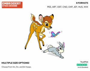 Bambi, Thumper Running - Disney's Bambi - Embroidery Design in 3 sizes & 8 formats