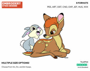 Bambi, Thumper - Disney's Bambi - Embroidery Design in 3 sizes & 8 formats