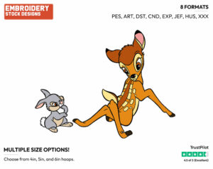 Bambi, Thumper - Disney's Bambi - Embroidery Design in 3 sizes & 8 formats