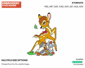 Bambi, Thumper - Disney's Bambi - Embroidery Design in 3 sizes & 8 formats