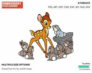 Bambi, Thumper, Thumper's Sisters - Disney's Bambi - Embroidery Design in 3 sizes & 8 formats