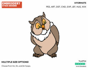 Friend Owl - Disney's Bambi - Embroidery Design in 3 sizes & 8 formats