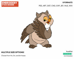Friend Owl - Disney's Bambi - Embroidery Design in 3 sizes & 8 formats